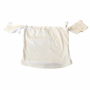 Ambiance Off The Shoulder Sleeves CropTop Blouse Ribbed White Medium